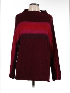 Maurices Wine Red Striped Turtleneck Sweater